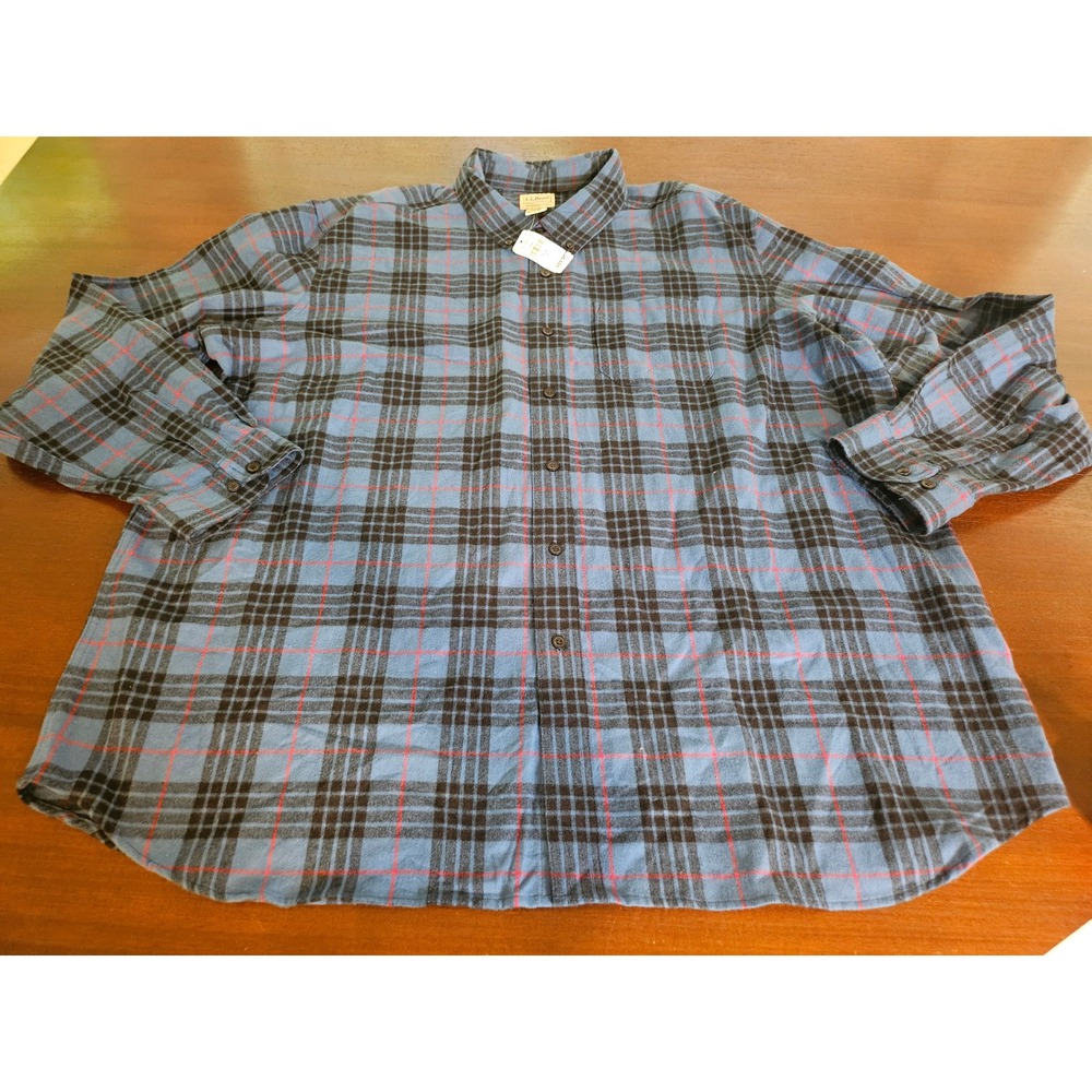 L.L. Bean Scotch Plaid Flannel Shirt Men XXXL Blue Black Red Traditional Fit NEW